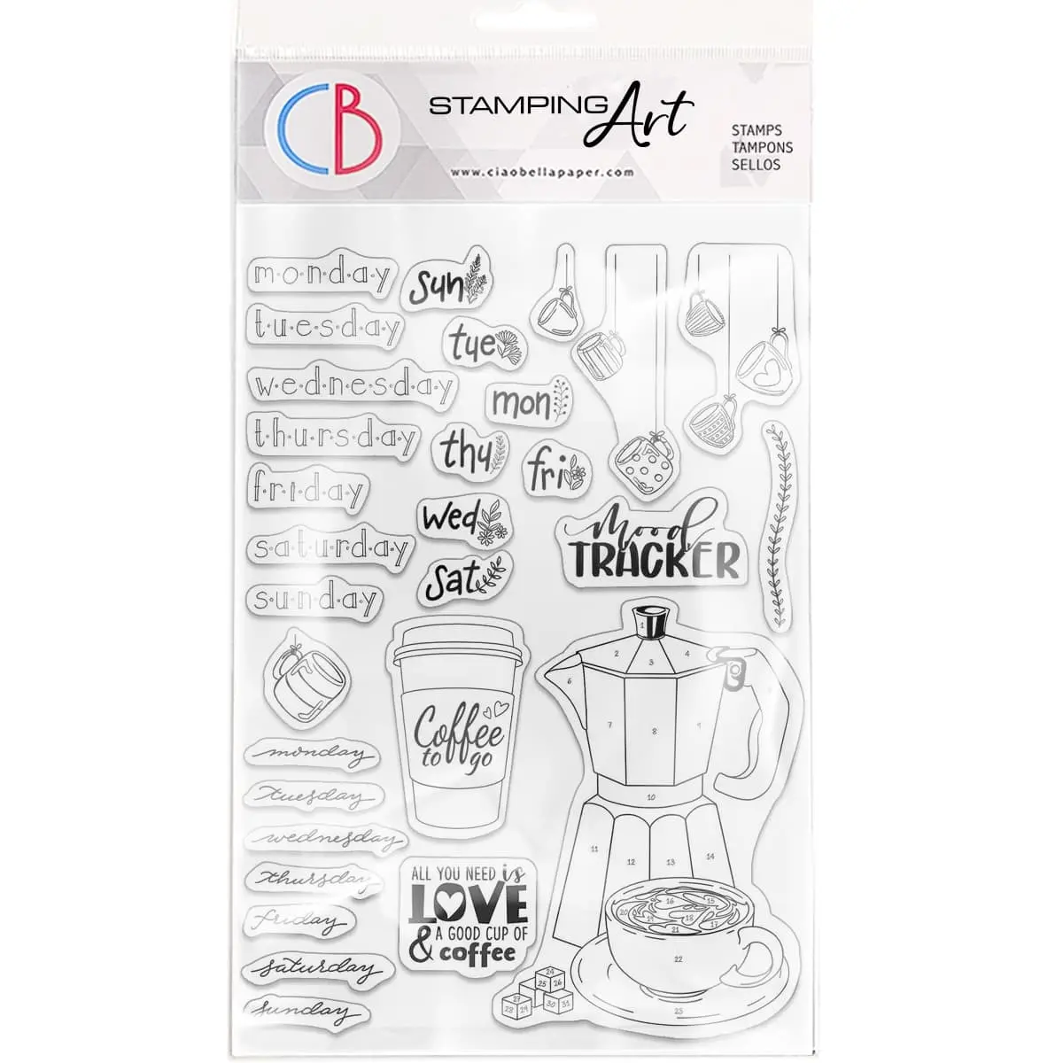 Ciao Bella Clear Stamp Set 6"X8" Bujo Week 1