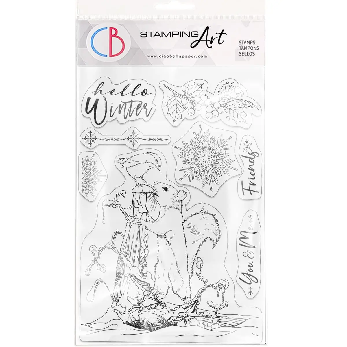 Ciao Bella Clear Stamp Set 6"X8" Hello Winter 1