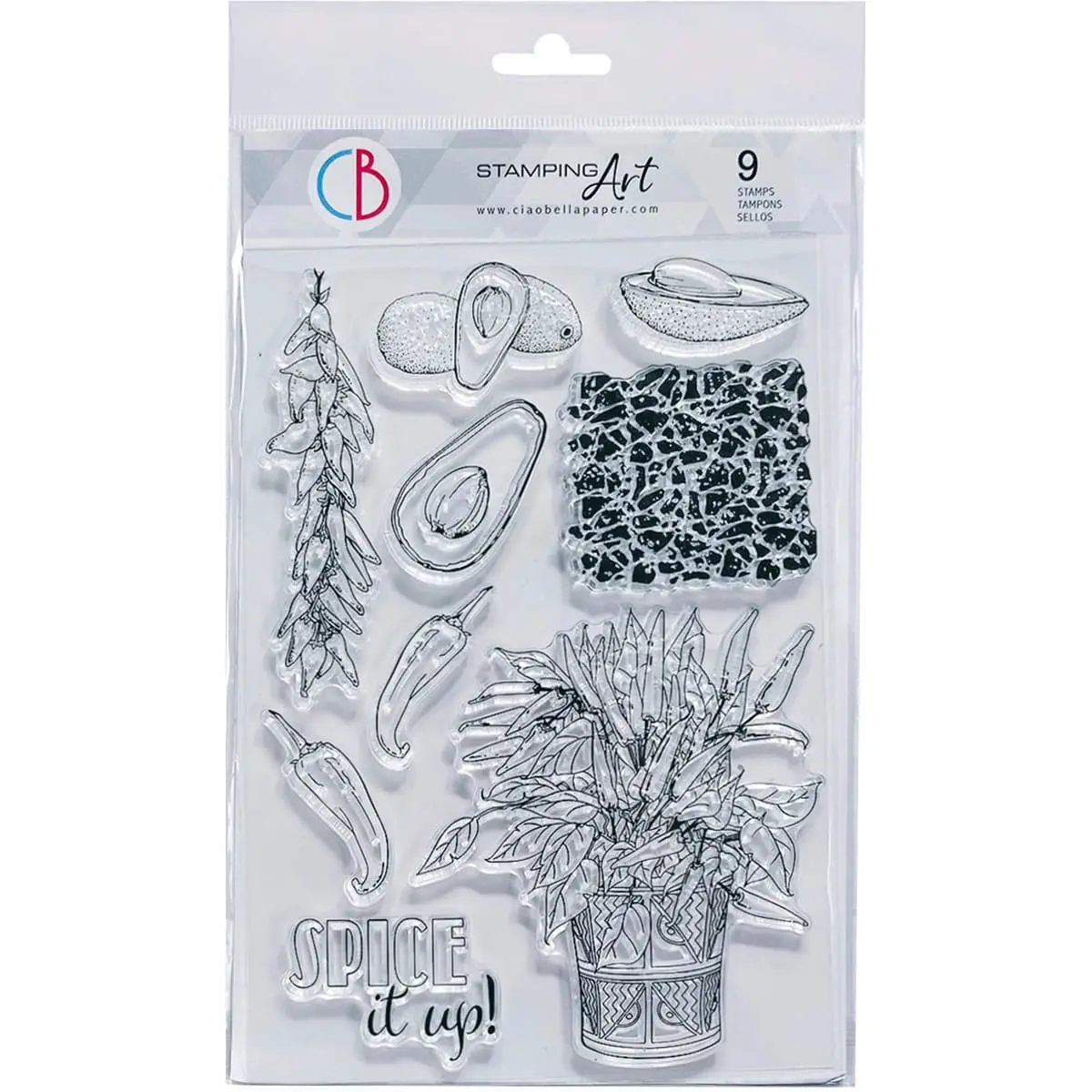 Ciao Bella Clear Stamp Set 6"X8" Spice It Up! 1