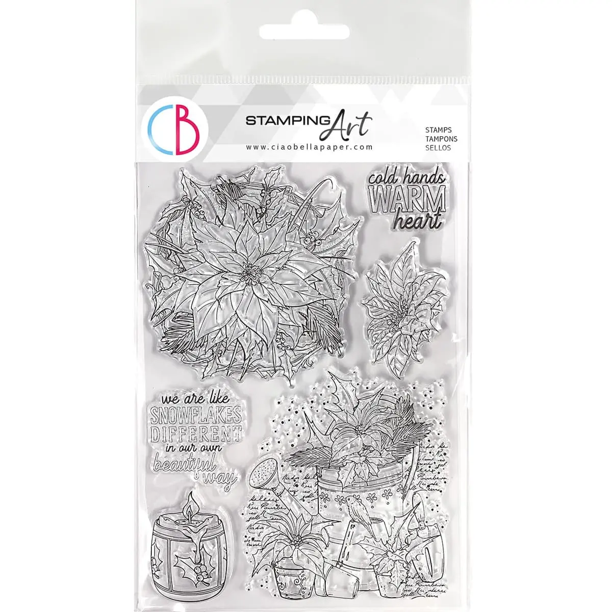 Ciao Bella Clear Stamp Set 6X8 Poinsettia 1