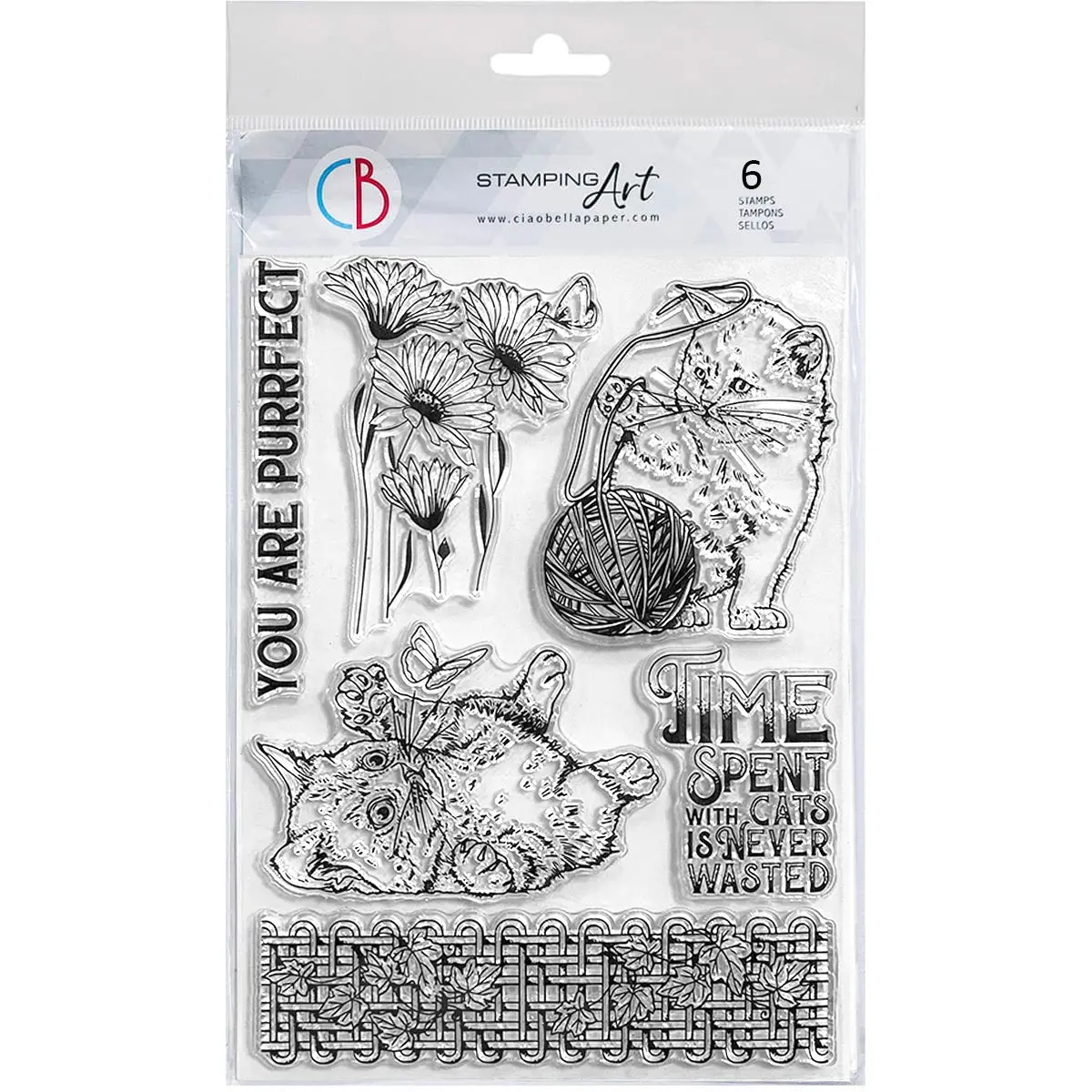 Ciao Bella Clear Stamp Set 6"X8" Cats Playing 1