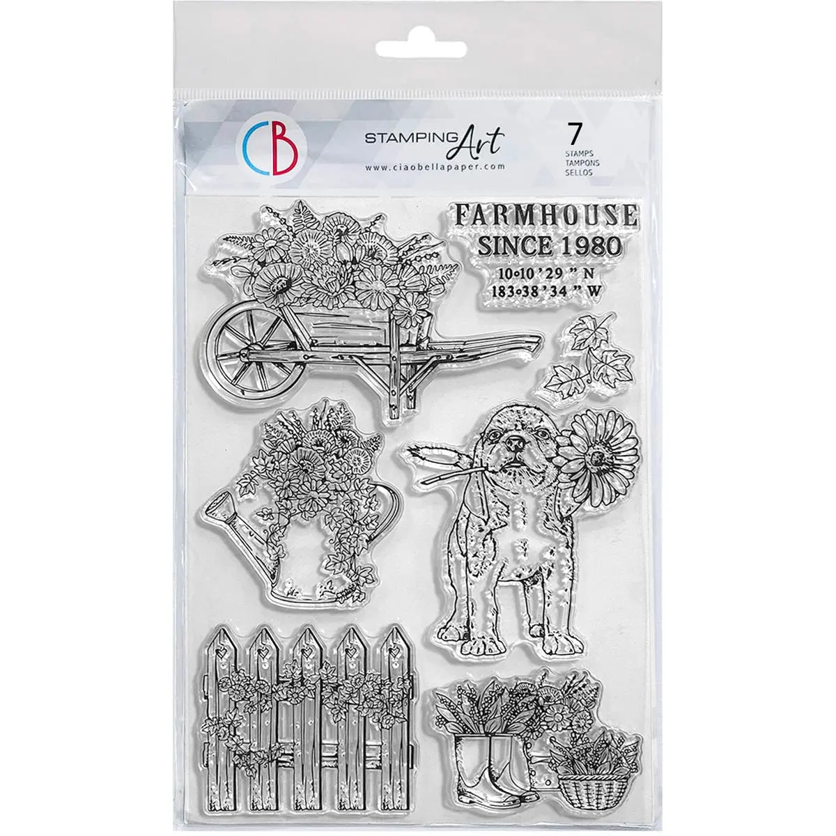 Ciao Bella Clear Stamp Set 6"X8" Puppy Garden 1