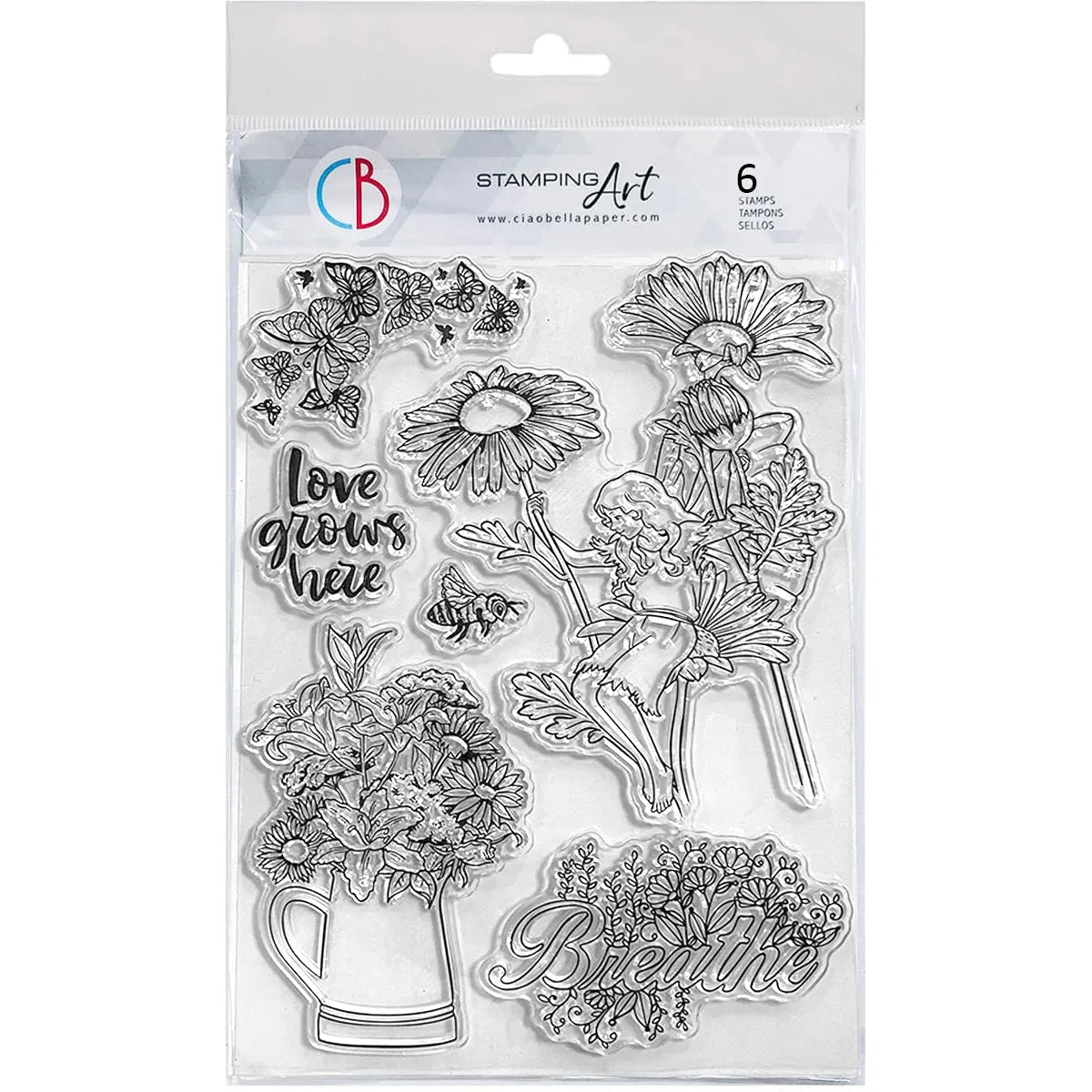 Ciao Bella Clear Stamp Set 6"X8" Flowers Fairy 1