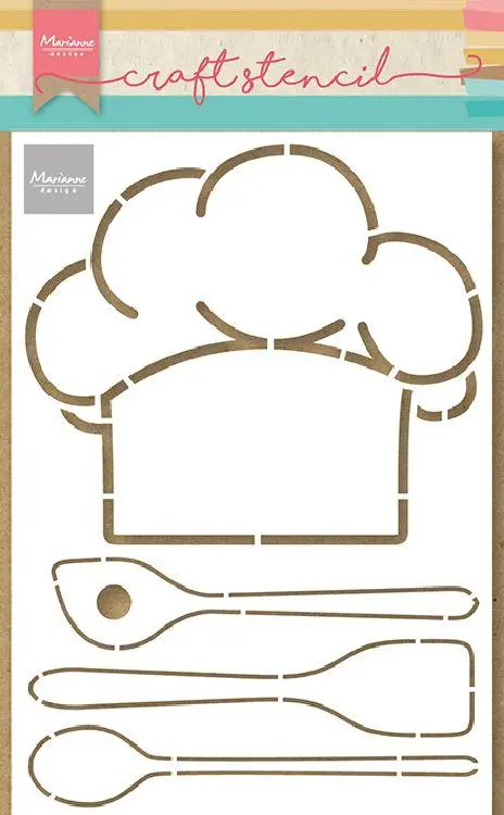 Chefs Hat & Utensils Mask Stencil 1