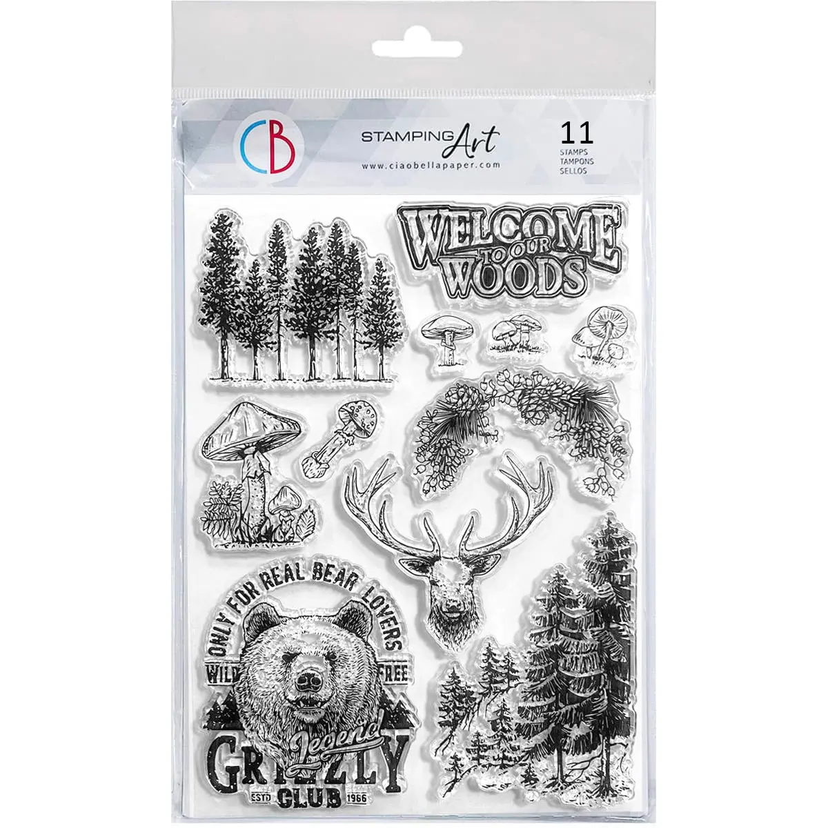 Ciao Bella Clear Stamp Set 6"X8" Welcome To Our Woods 1