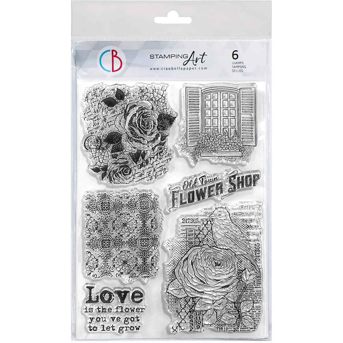 Clear Stamp Set 6"X8" Floral Elegance 1