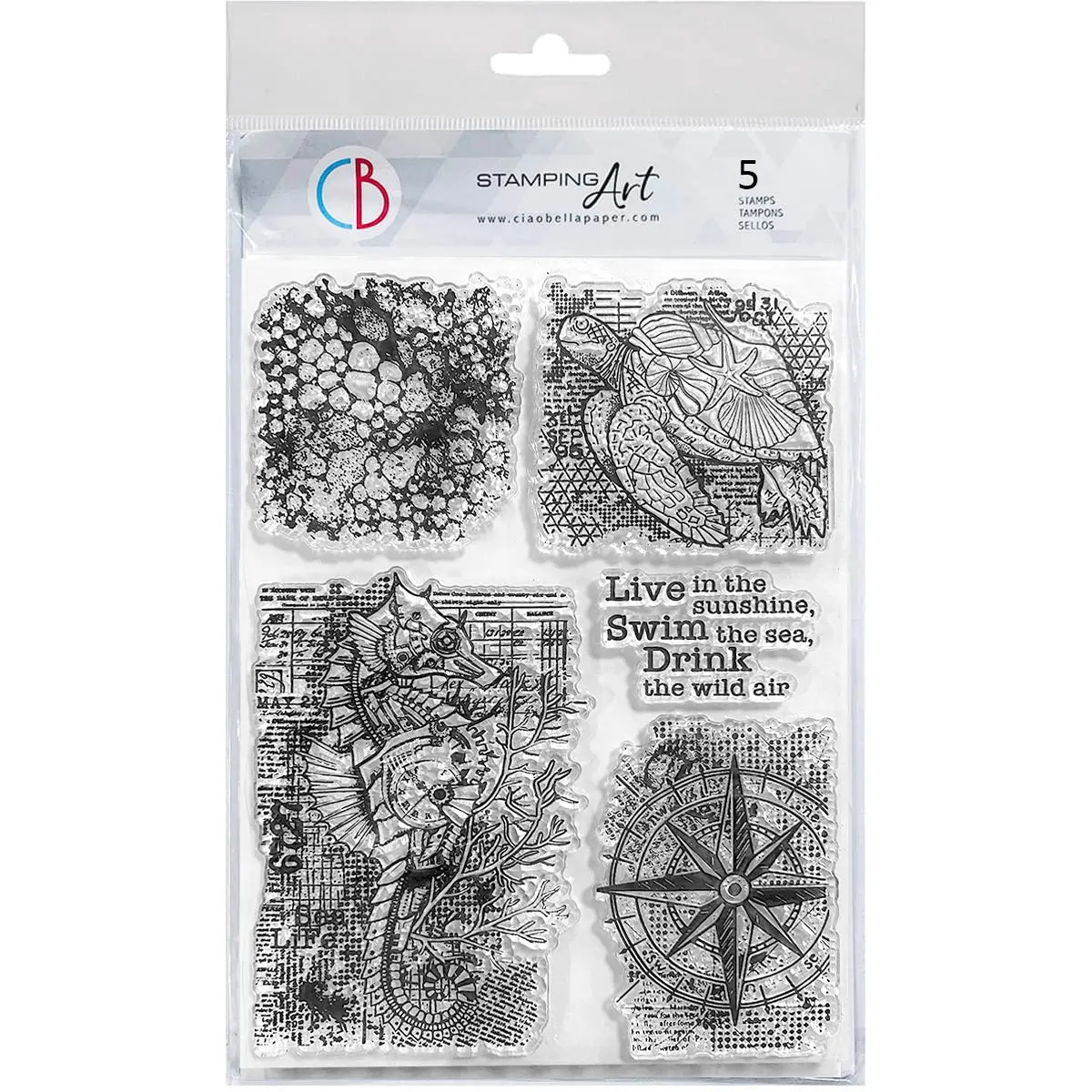 Clear Stamp Set 6"X8" Mechanical Marine 1