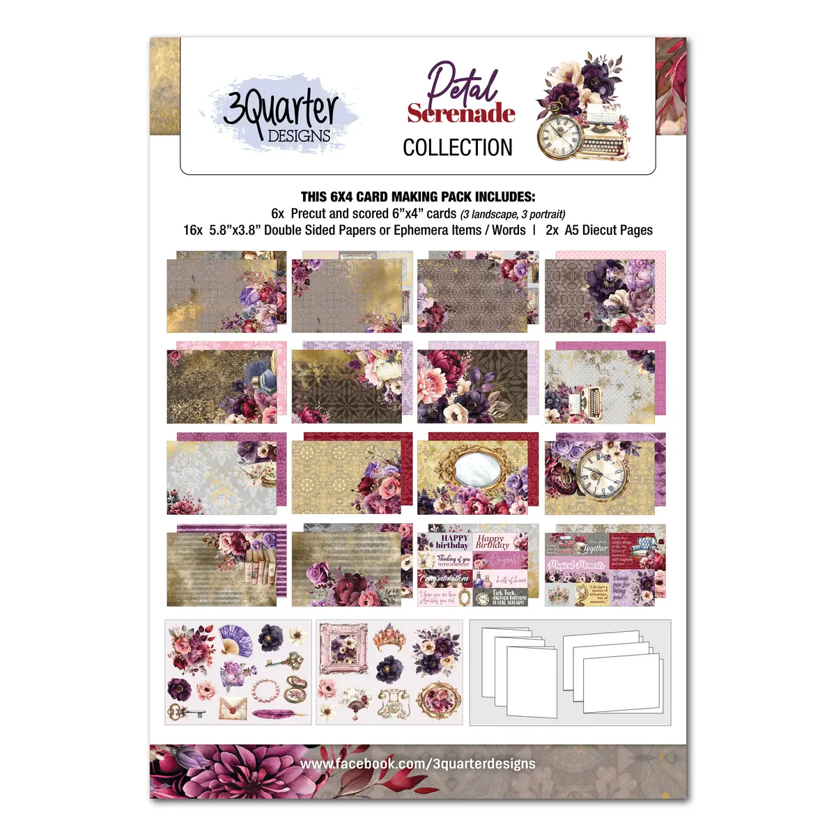 3Quarter Designs Petal Serenade 6X4 Card Pack 1