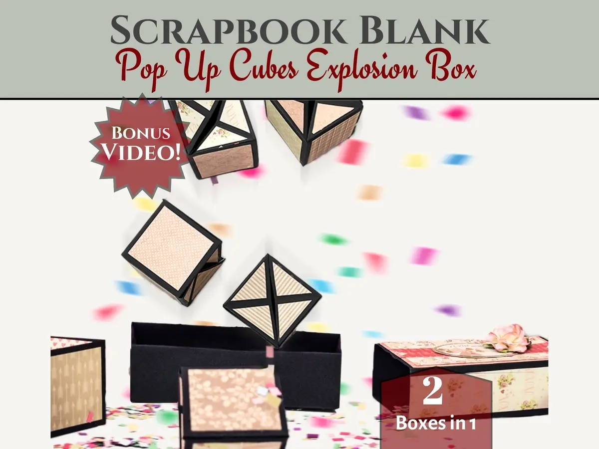 Craftreat Scrapbook Blanks - Pop Up Cubes Explosion Box - Black & Kraft Color 1