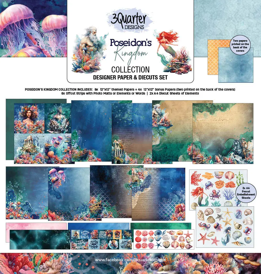 3Quarter Designs Poseidon's Kingdom 12X12 Scrapbook Collection 1