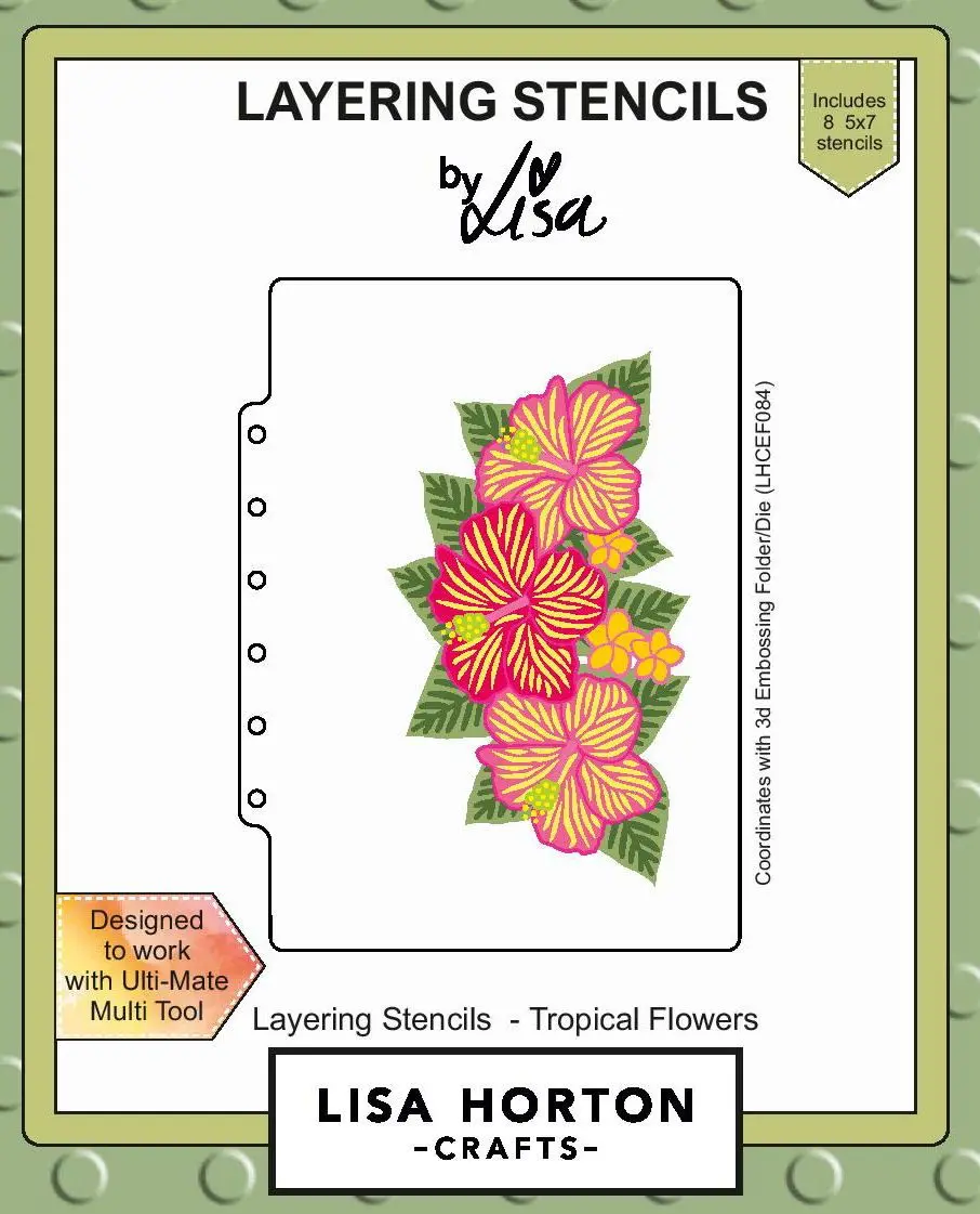 5X7 Tropical Flowers Layering Stencils 1