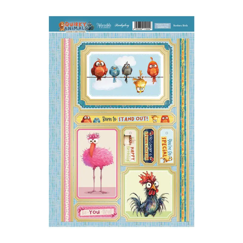 Bonkers Birds Luxury Card Topper Sheet 1