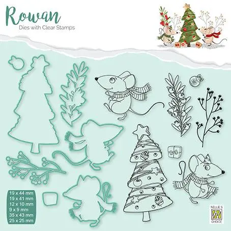 Rowan Dies With Clear Stamps Christmas Mouse 3 Christmas Tree 1