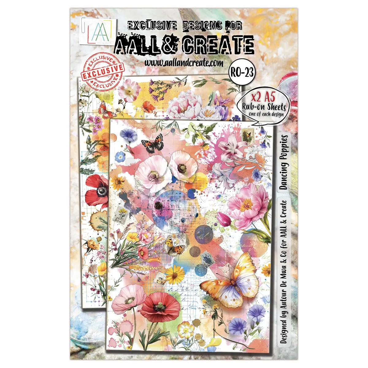 Aall And Create - A5 Rub-Ons - Dancing Poppies 1