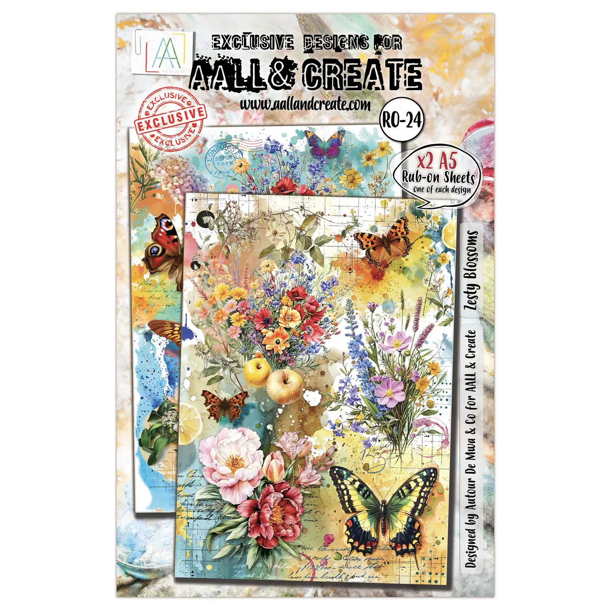 Aall And Create - A5 Rub-Ons - Zesty Blossoms 1