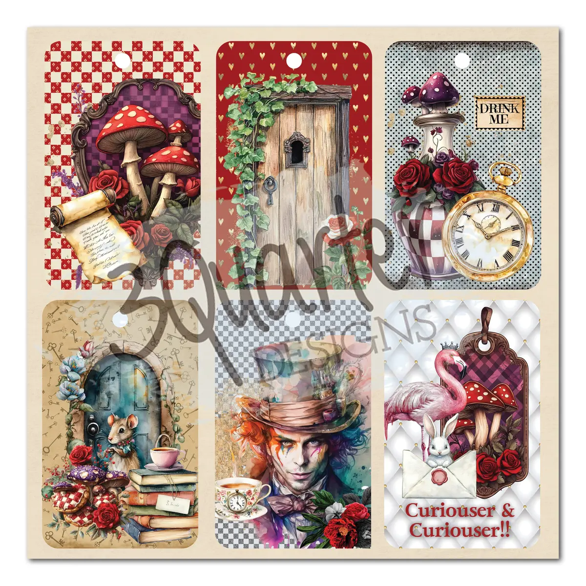 3Quarter Designs Red Queen 8X8 Paper Pack & Diecuts Set 2