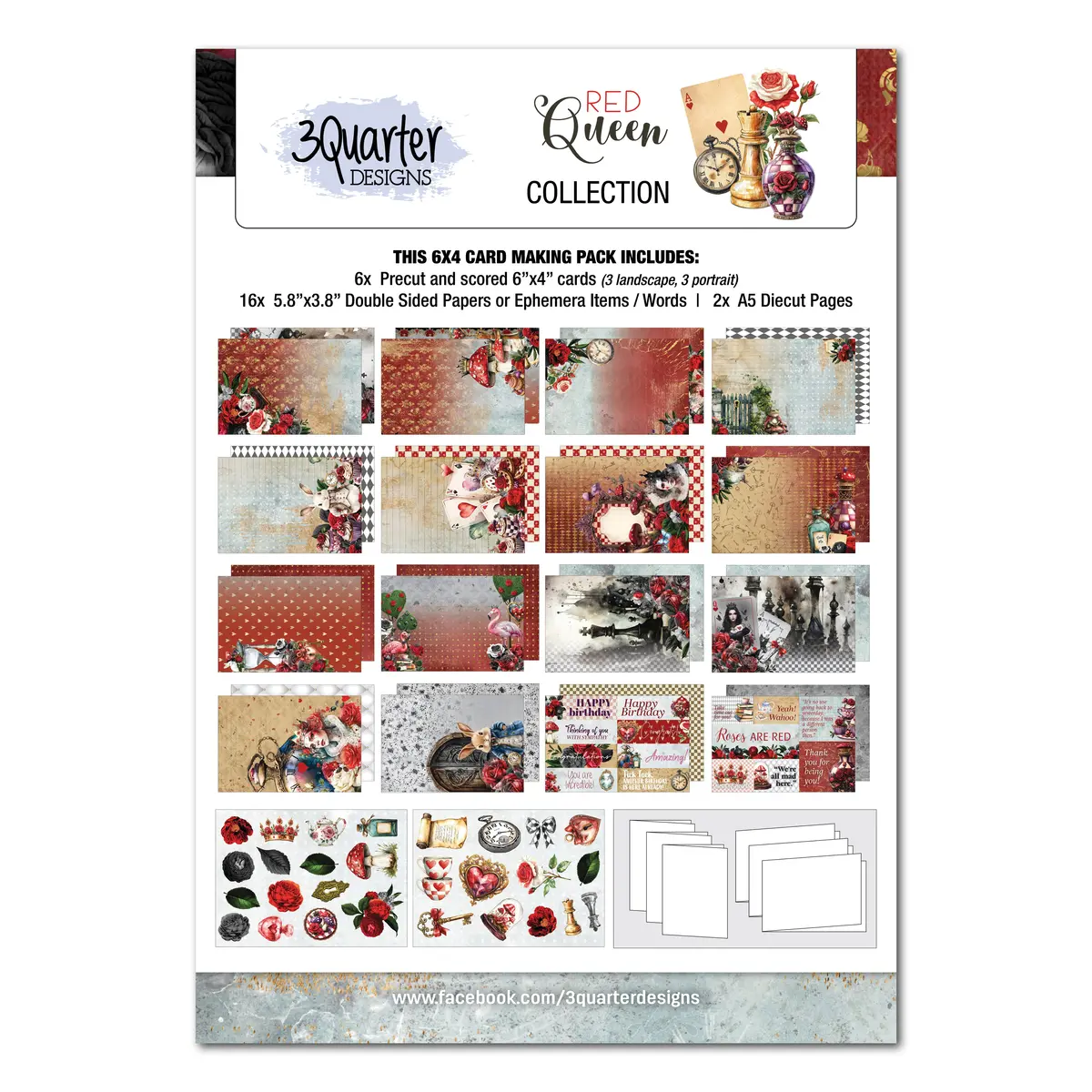 3Quarter Designs Red Queen 6X4 Card Pack 1