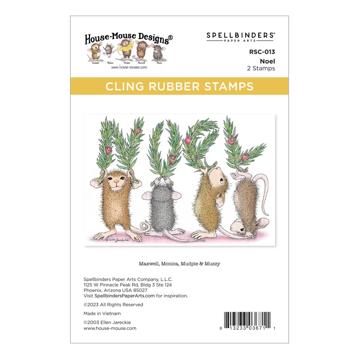 Noel Cling Rubber Stamp Set From The House-Mouse Holiday Collection 1