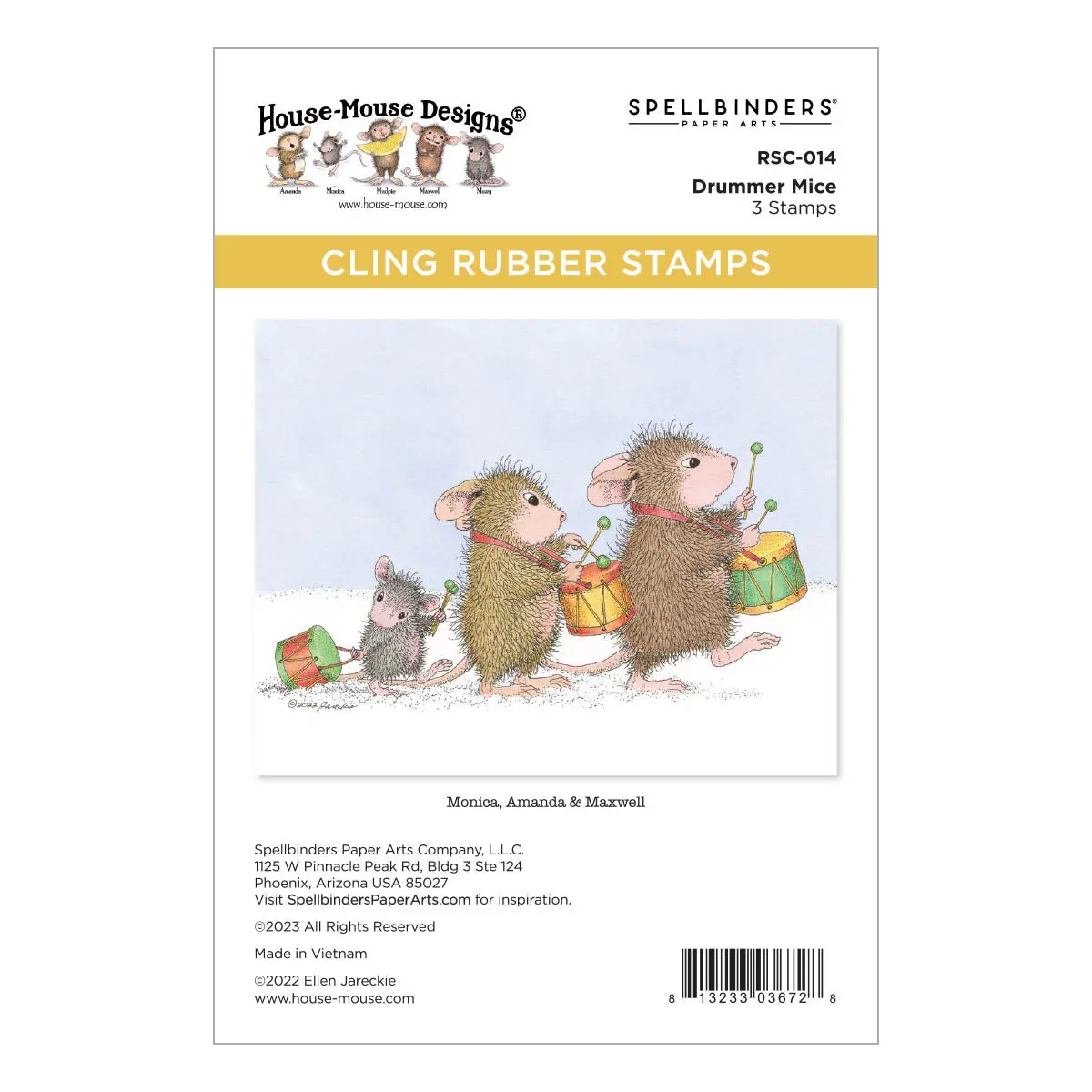 Drummer Mice Cling Rubber Stamp Set From The House-Mouse Holiday Collection 1