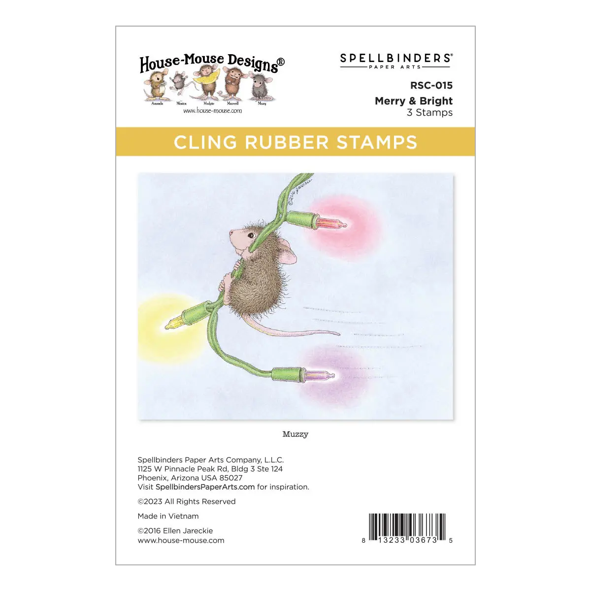 Merry & Bright Cling Rubber Stamp Set From The House-Mouse Holiday Collection 1
