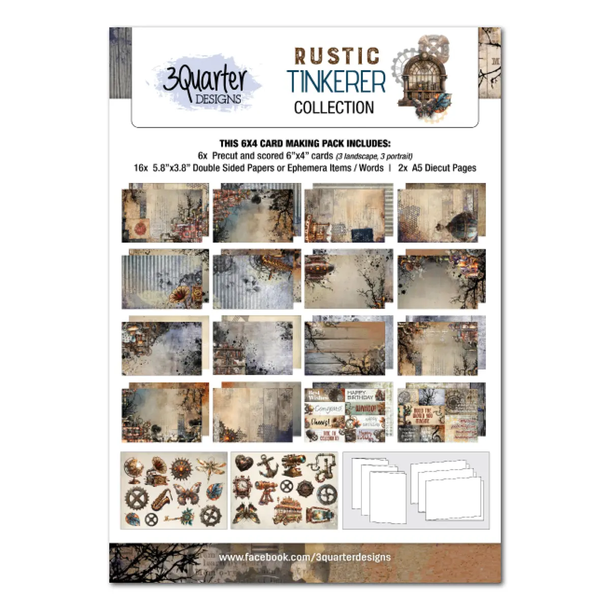 3Quarter Designs Rustic Tinkerer 6X4 Card Pack 1