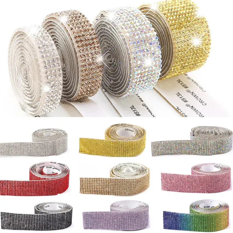 Self Adhesive Crystal Rhinestone Sticker Diamond Ribbon 1