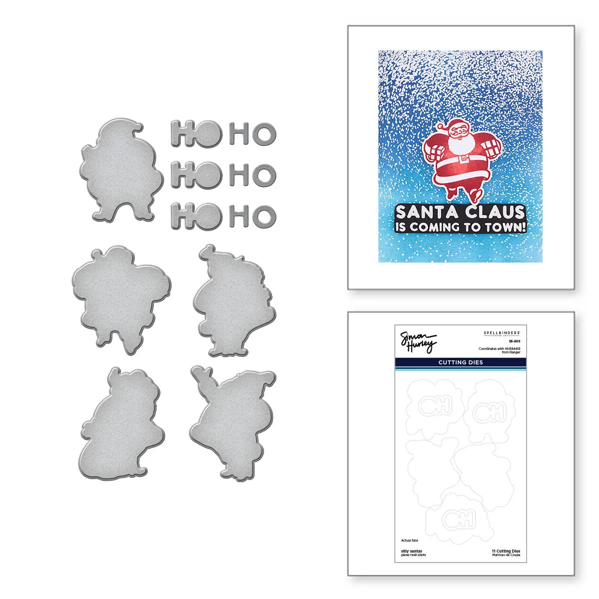 Silly Santas Etched Dies By Simon Hurley 1