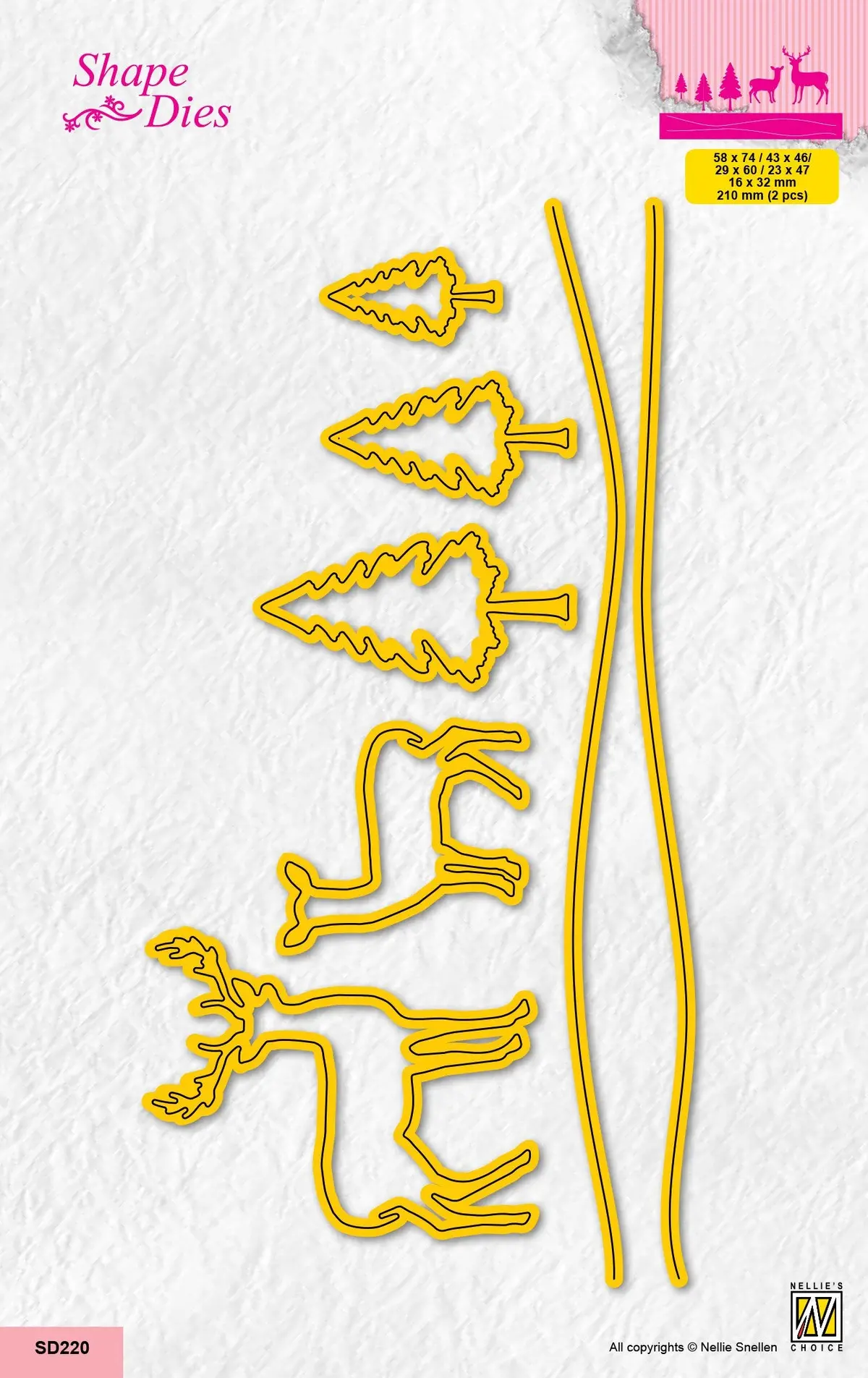 Nellie's Choice Shape Die - Landscape With Pine Trees And Deer 1