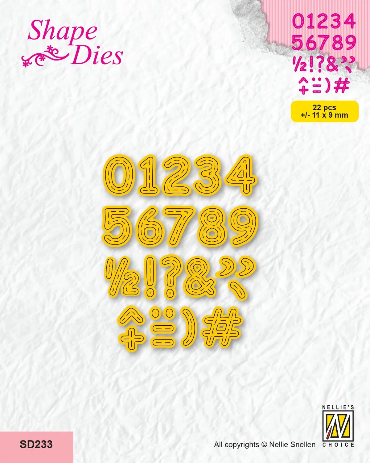 Nellie's Choice Shape Dies - Stitched Digits 1