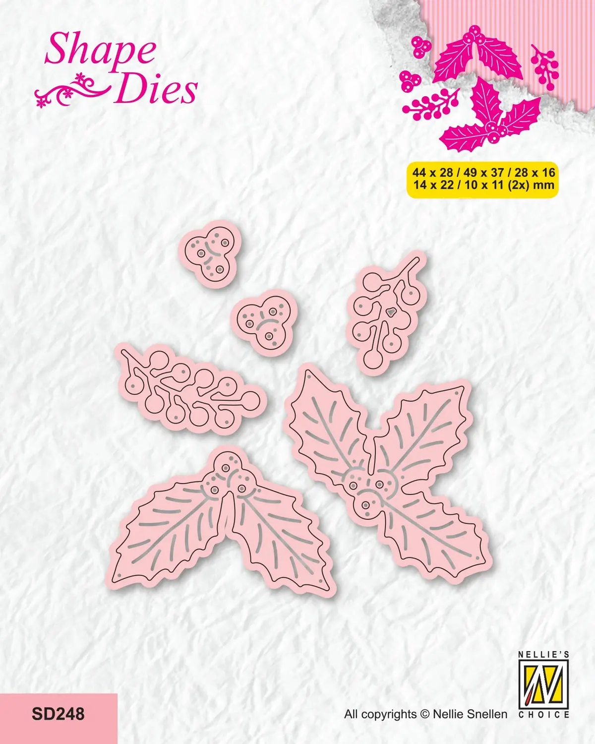 Nellie's Choice Shape Die - Christmas - Holly Leaves And Berries 1