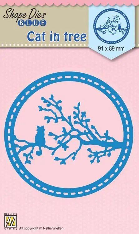 Nellie's Choice - Shape Die Blue Cat In Tree 1