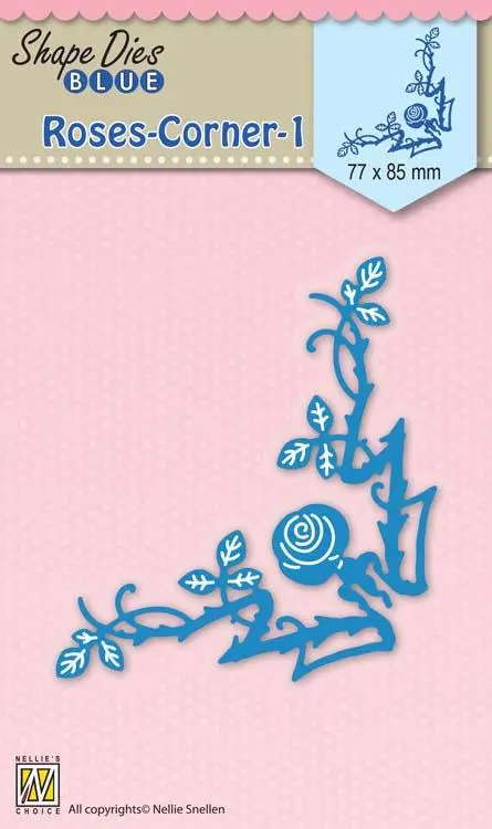 Nellie's Choice - Shape Die Blue Roses Corner 1 1