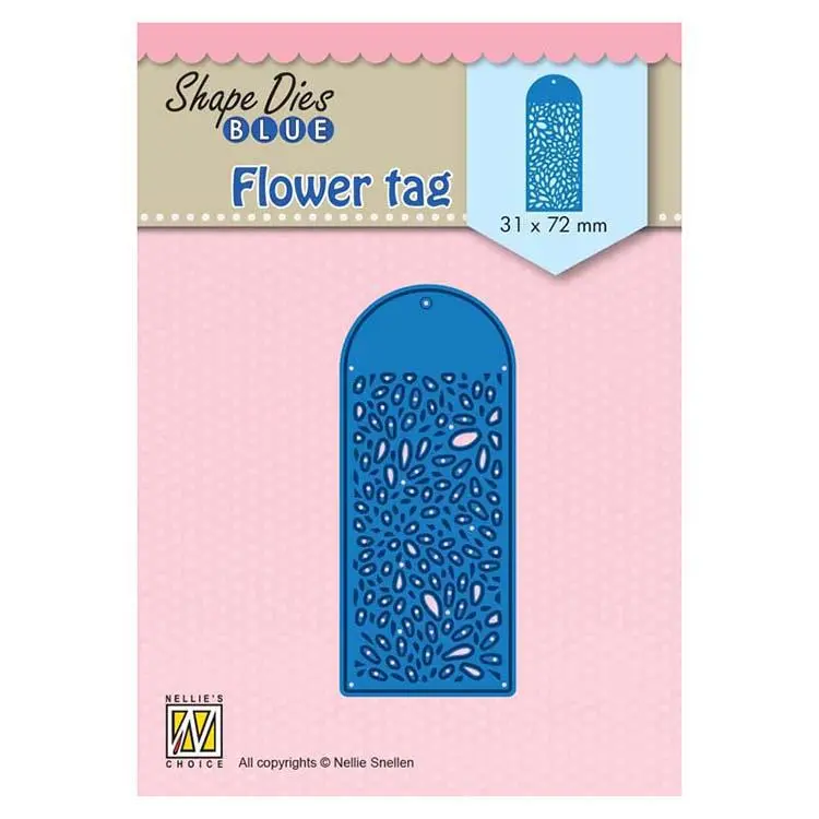 Nellie's Choice Shape Dies Blue Flower Tag 1