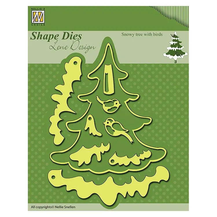 Shape Die Lene Design - Snowy Tree With Birds 1