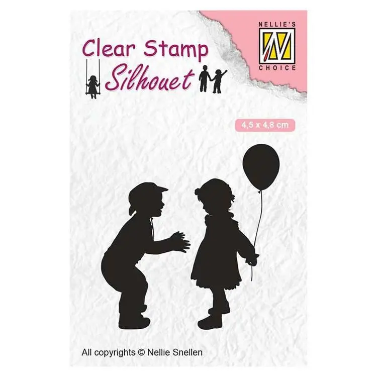 Nellie's Choice Clear Stamps Silhouette Children With Balloon 1