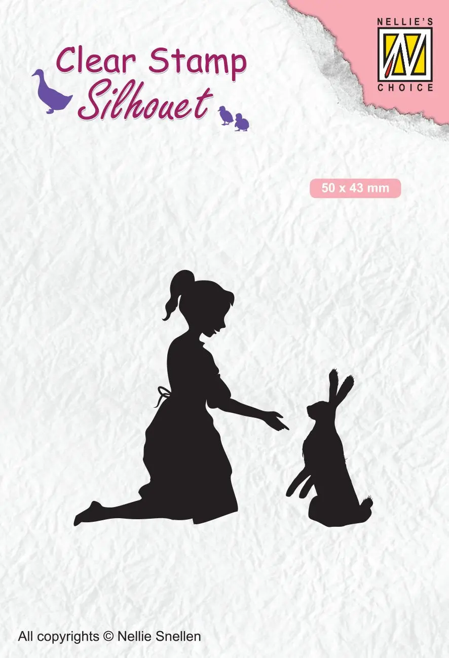 Clear Stamp Silhouette Girl With Hare 1