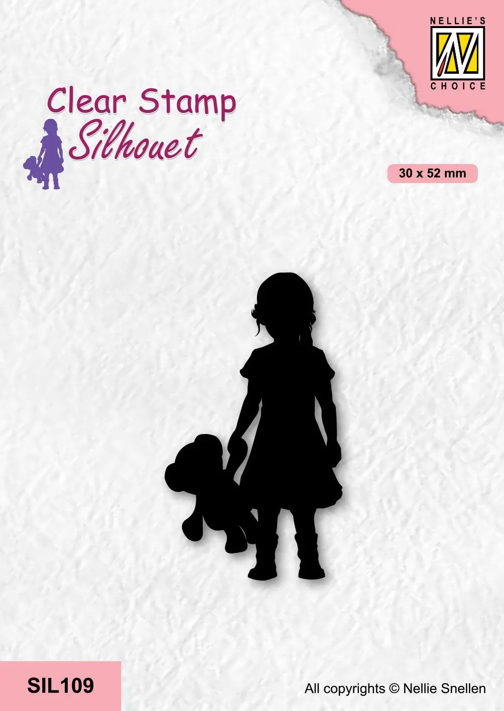 Nellie's Choice Clear Stamp Silhouette - Girl With Bear 1