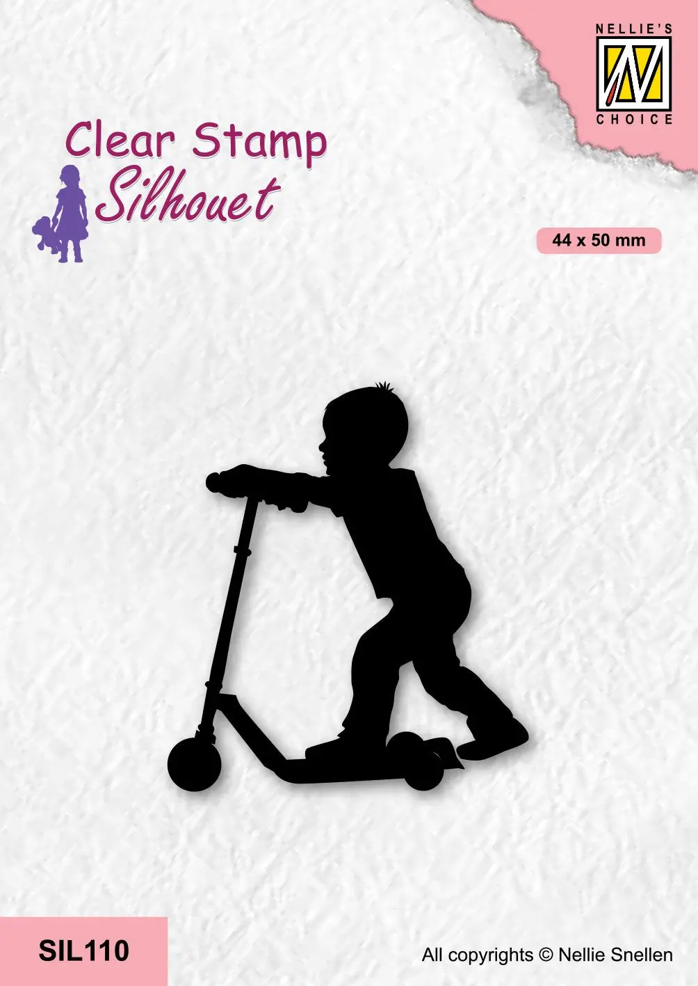 Nellie's Choice Clear Stamp Silhouette - Boy With Scooter 1