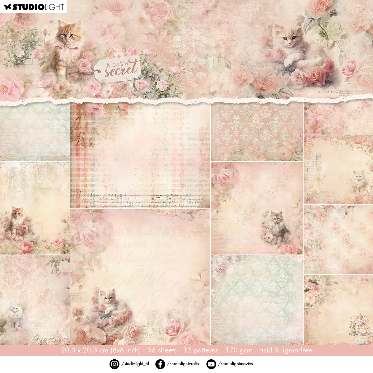 Sl Designer Paper Pad Background Paper A Cat's Secret 36 Sheets 1