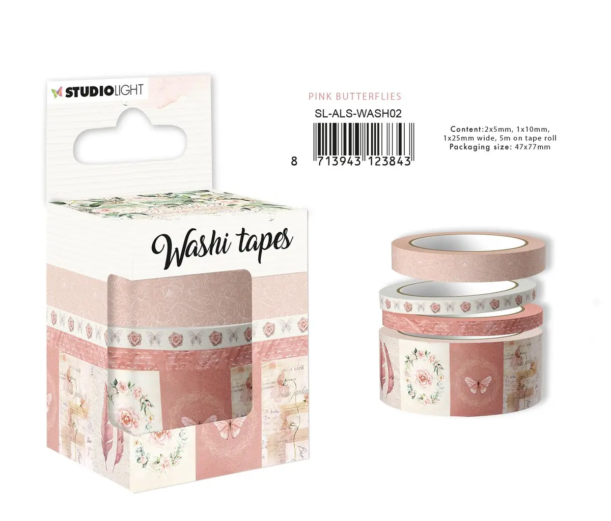 Sl Washi Tape Pink Butterflies Another Love Story 47X77mm Nr.2 1