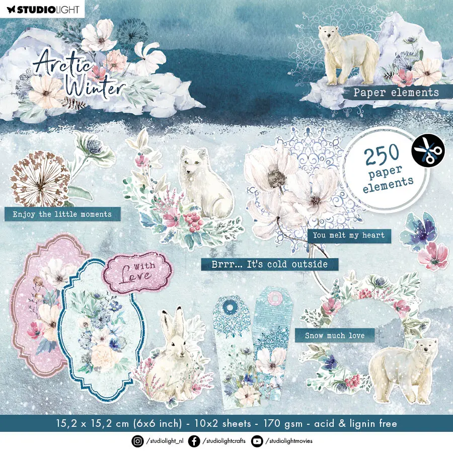 Sl Die-Cut Block Paper Elements Artic Winter 152,5X152,5X5mm 20 Sh Nr.68 1