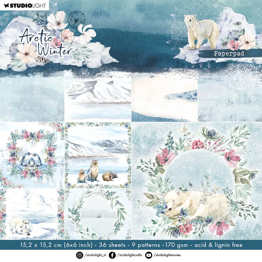 Sl Paper Pad Artic Winter 152,5X152,5X9mm 36 Sh Nr.124 1