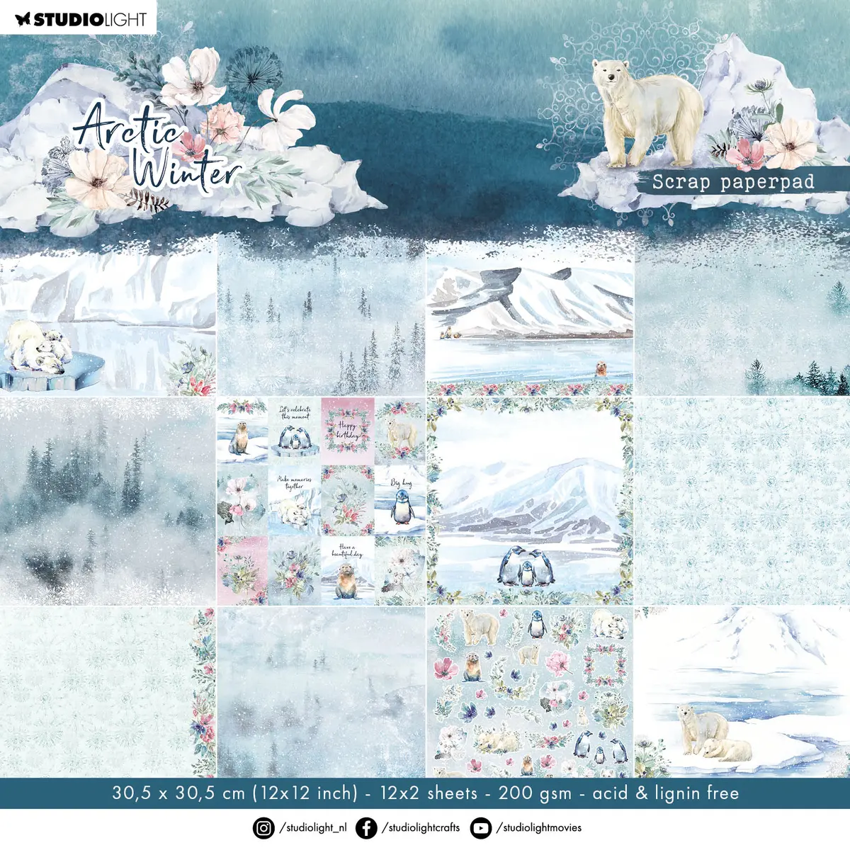 Sl Paper Pad Artic Winter 304,8X304,8X9mm 24 Sh Nr.125 1