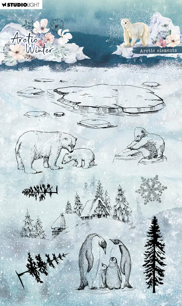 Sl Clear Stamp Arctic Elements Artic Winter 99X139x3mm 9 Pc Nr.584 1