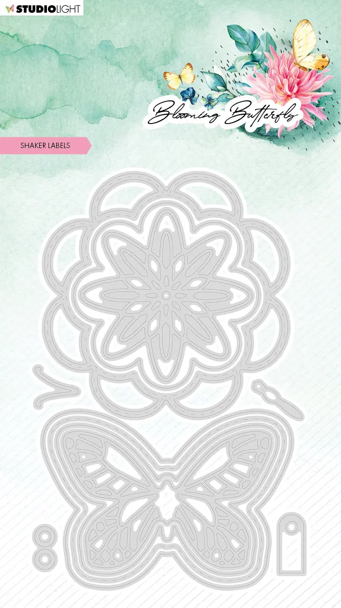 Sl Cutting Die Shaker Labels Blooming Butterfly 93X143x1mm 11 Pc Nr.482 1