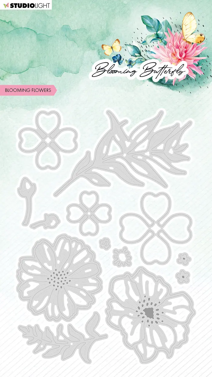 Sl Cutting Die Blooming Flowers Blooming Butterfly 98X139x1mm 13 Pc Nr.485 1