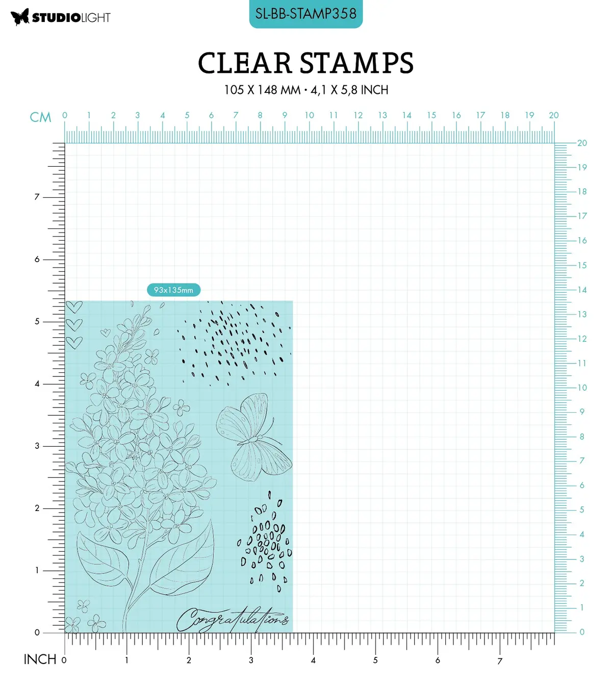 Sl Clear Stamp Lilac Flowers Blooming Butterfly 93X136x3mm 7 Pc Nr.358 2