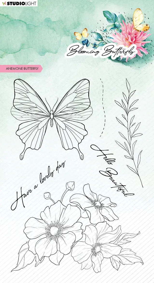 Sl Clear Stamp Anemone Butterfly Blooming Butterfly 93X136x3mm 6 Pc Nr.359 1
