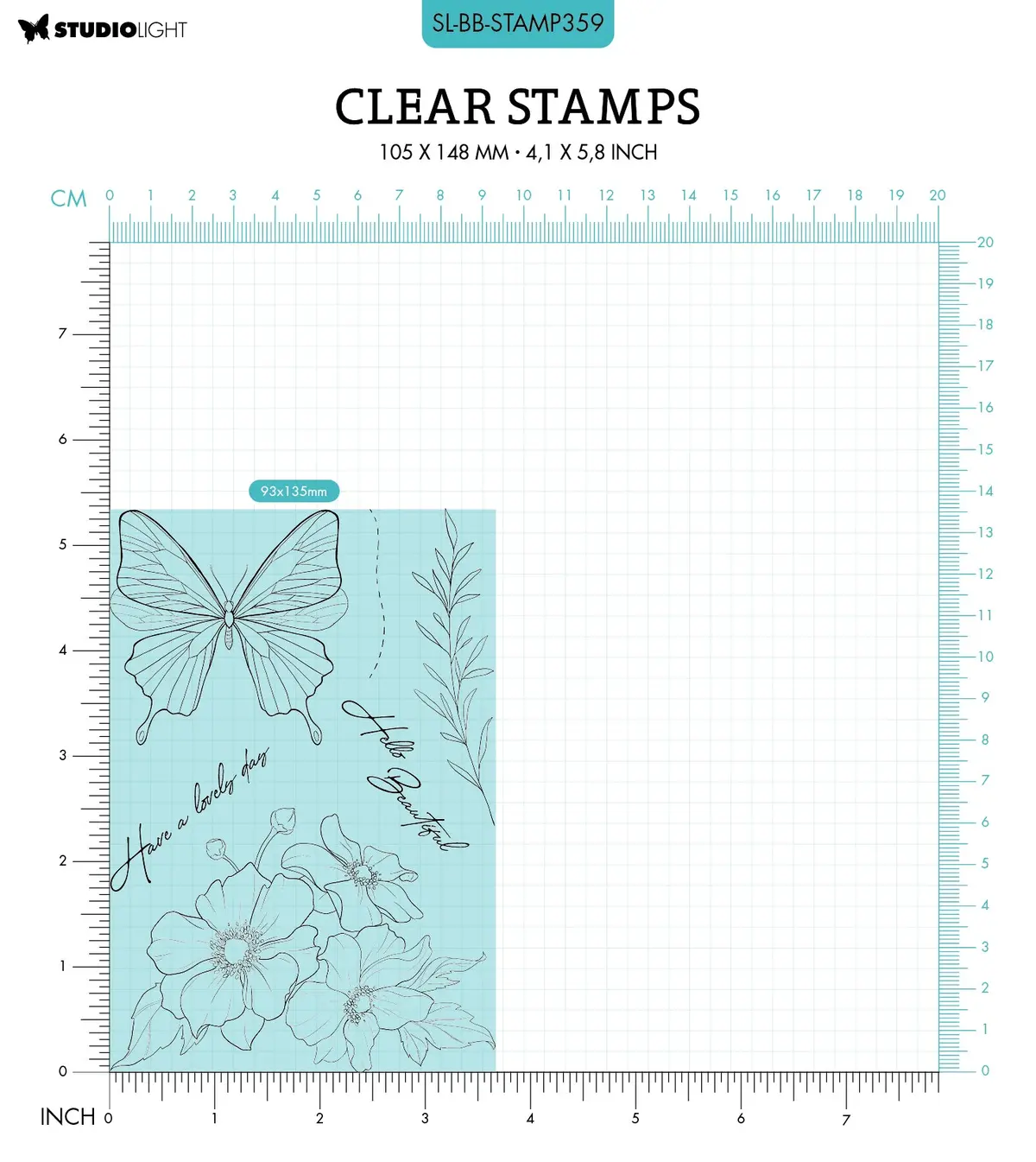Sl Clear Stamp Anemone Butterfly Blooming Butterfly 93X136x3mm 6 Pc Nr.359 2