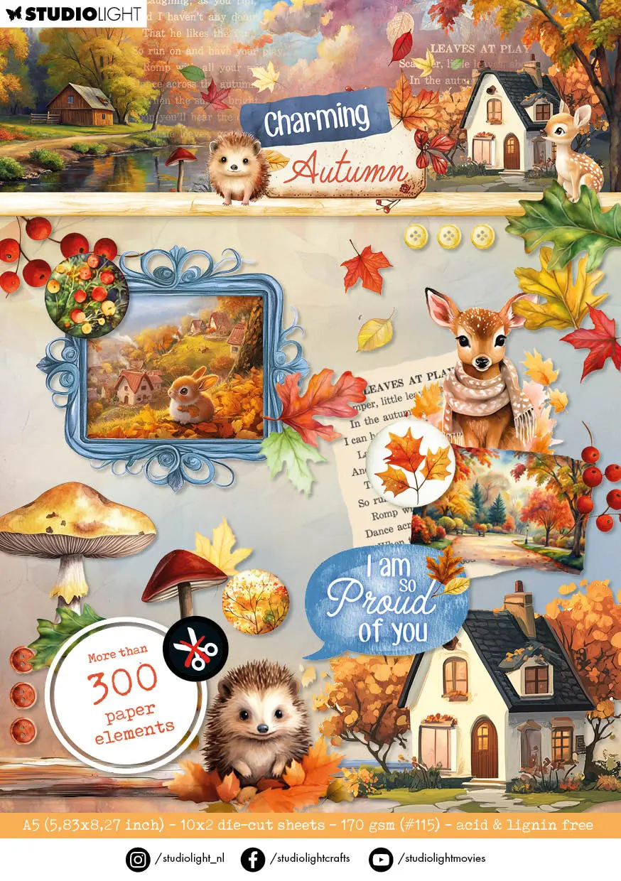 Sl Die-Cut Paper Pad Paper Elements Charming Autumn 20 Sheets 1